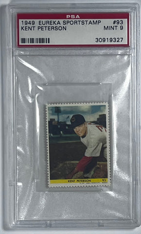 Kent Peterson 1949 Eureka Sportstamps #93 PSA 9 (MINT) Baseball Card