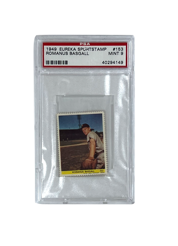 Romanus Basgall 1949 Eureka Sportstamp #153 PSA 9 (MINT) Baseball Card